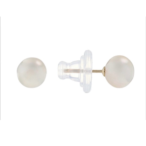 Jewelry - 14k Karat Yellow Gold Genuine White Cultured Freshwater Pearl Stud Earrings 7mm